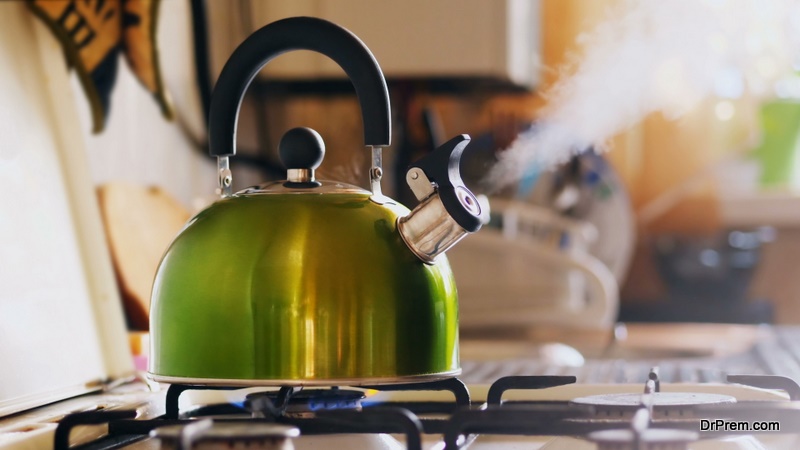 Boiling water in a kettle