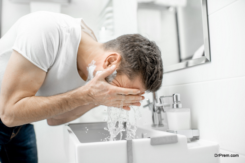 man using Face wash