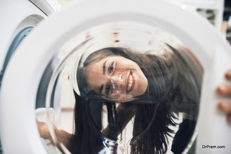 woman washing clothes