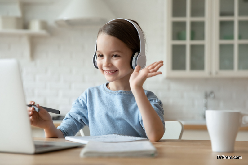 little girl on video call