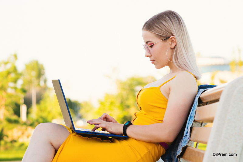 woman working remotely