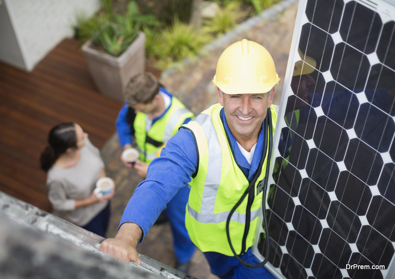 solar panel installation on the roof