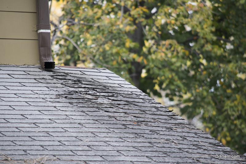 Loose shingles of the roof